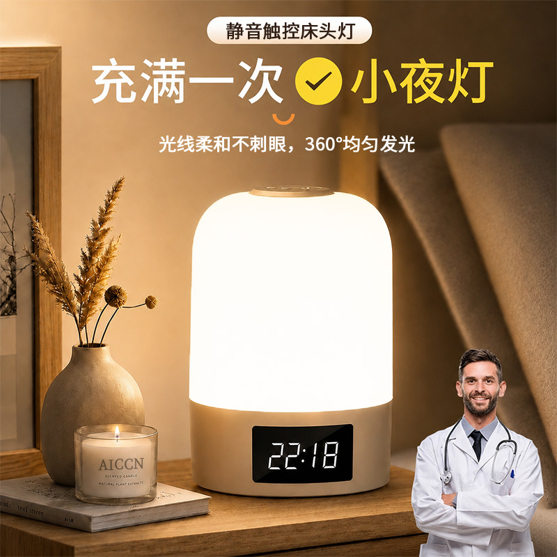 卧室专用小夜灯卧室睡眠灯小台灯床头灯可充电婴儿喂奶护眼氛围灯商品图