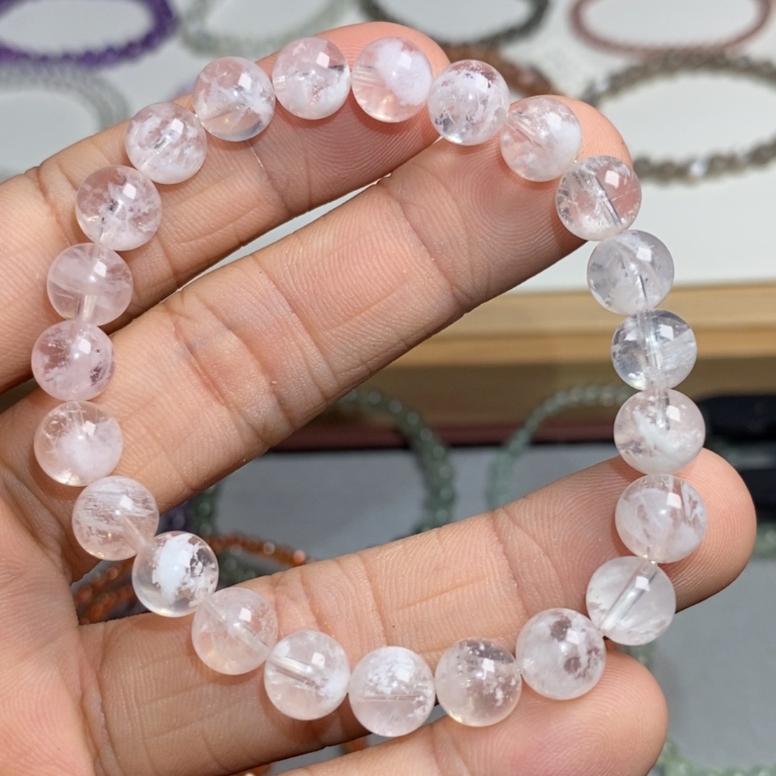 水晶手链未镶嵌高品雪花幽灵8.1mm