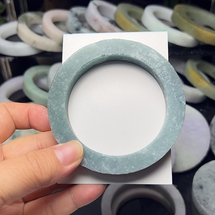 定制翡翠未镶嵌胶蓝底暴风雪花棉