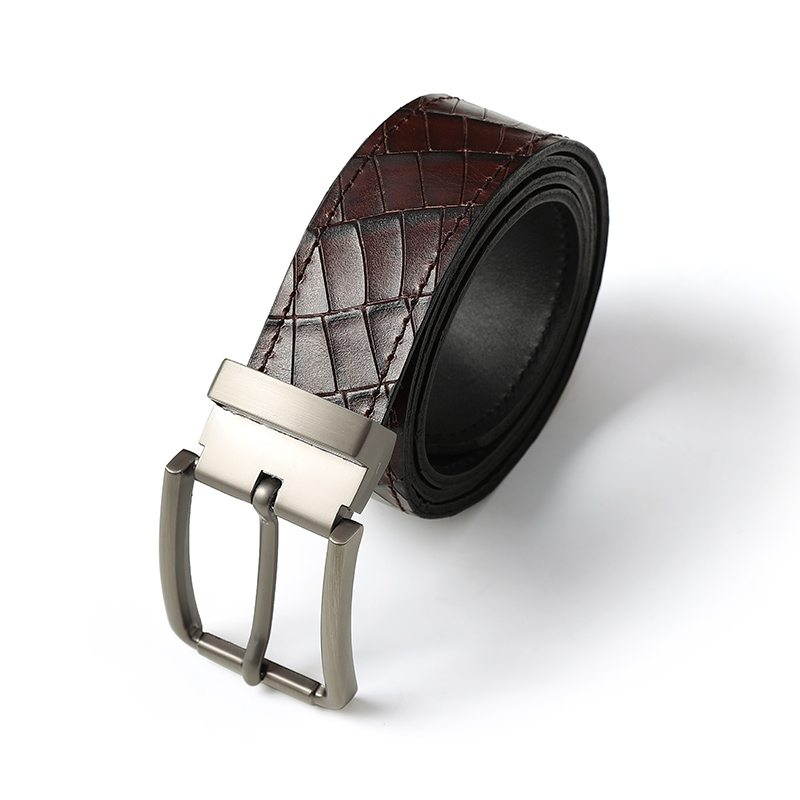 窄幅 × 瓜甜｜“双面鳄鱼纹”牛层牛皮压纹手工皮带