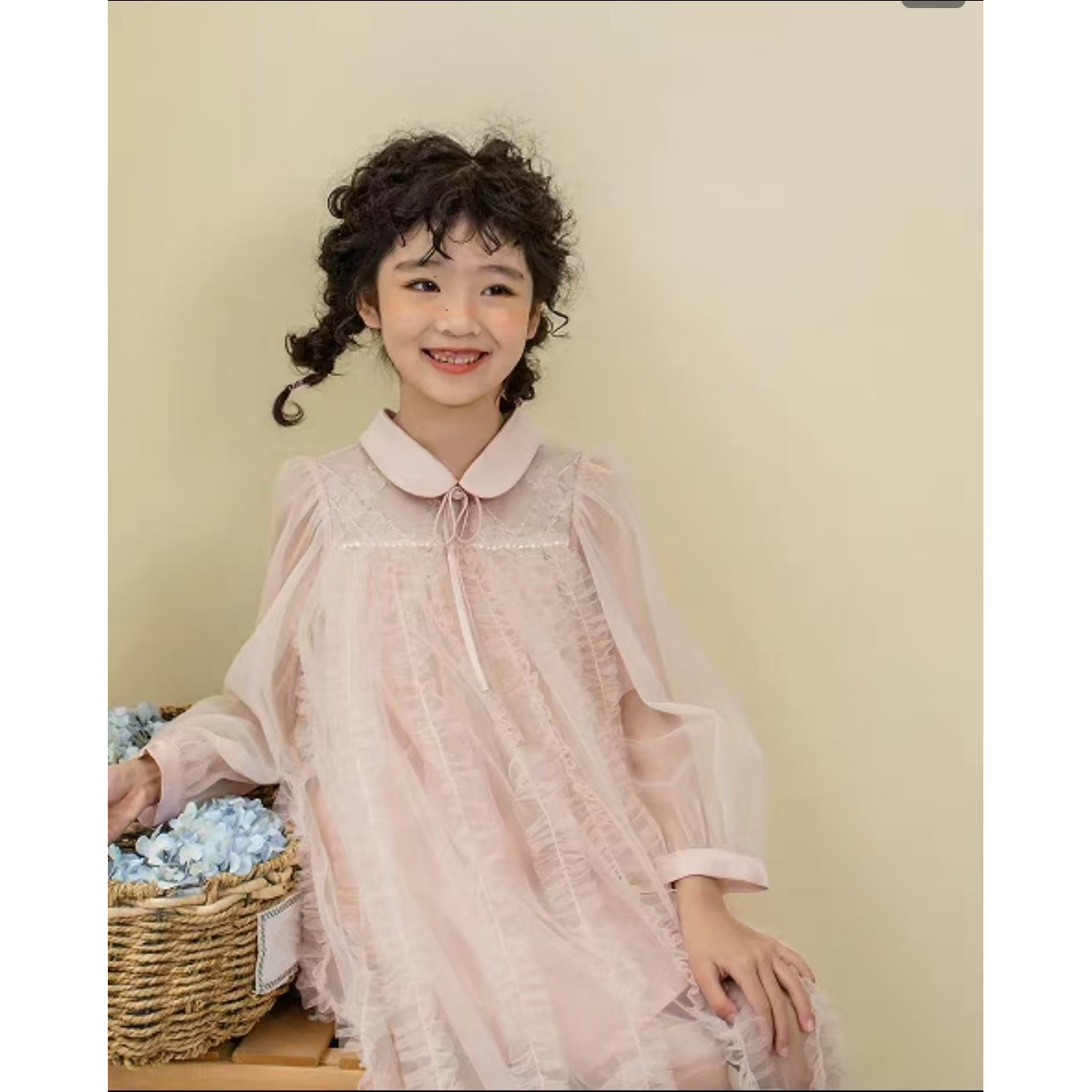 A4-121宝女童春秋时尚百搭纱纱连衣裙(1210116)