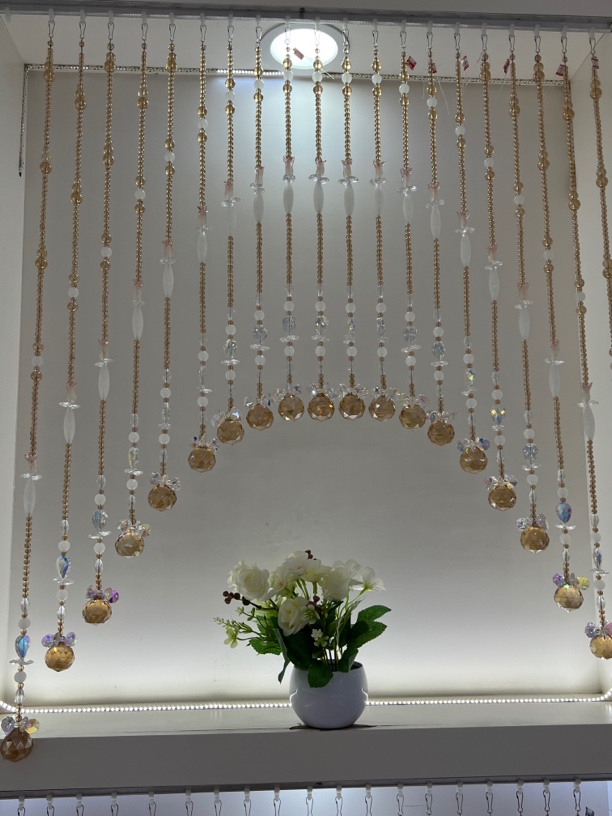 璀璨水晶珠帘客厅玄关卧室门帘免打孔高档装饰隔断