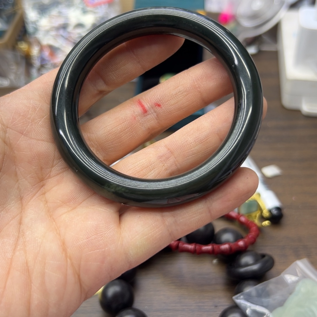 和田玉未镶嵌手镯58.1圈围461