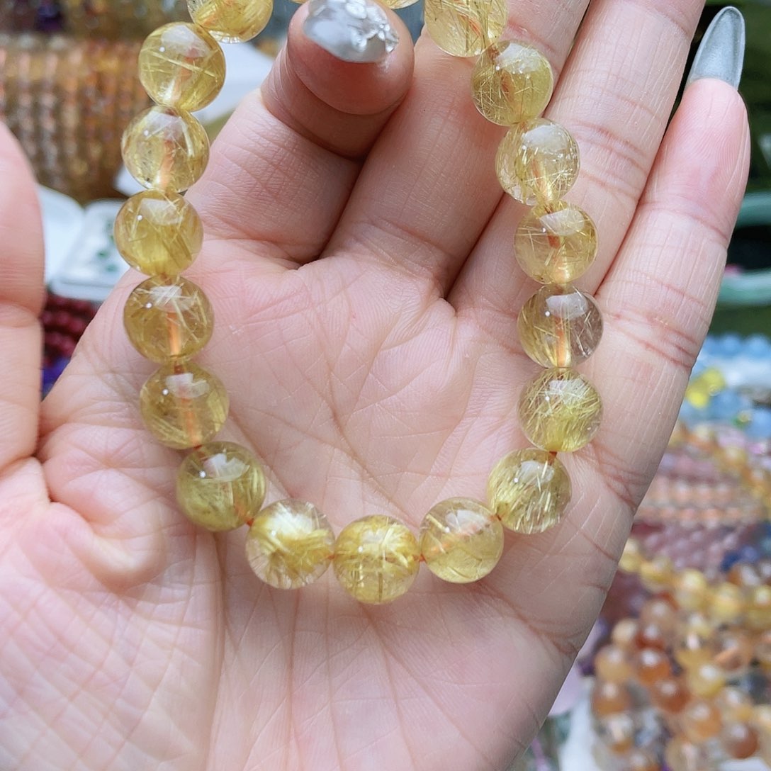 水晶手串未镶嵌金发晶10mm