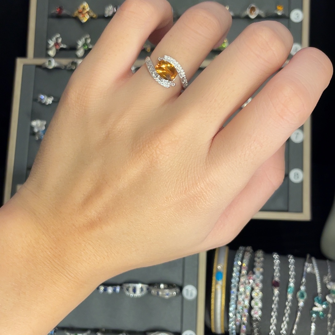 戒指银S925镶嵌黄晶