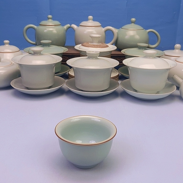 杯微瑕天青压手杯原矿原釉原产地