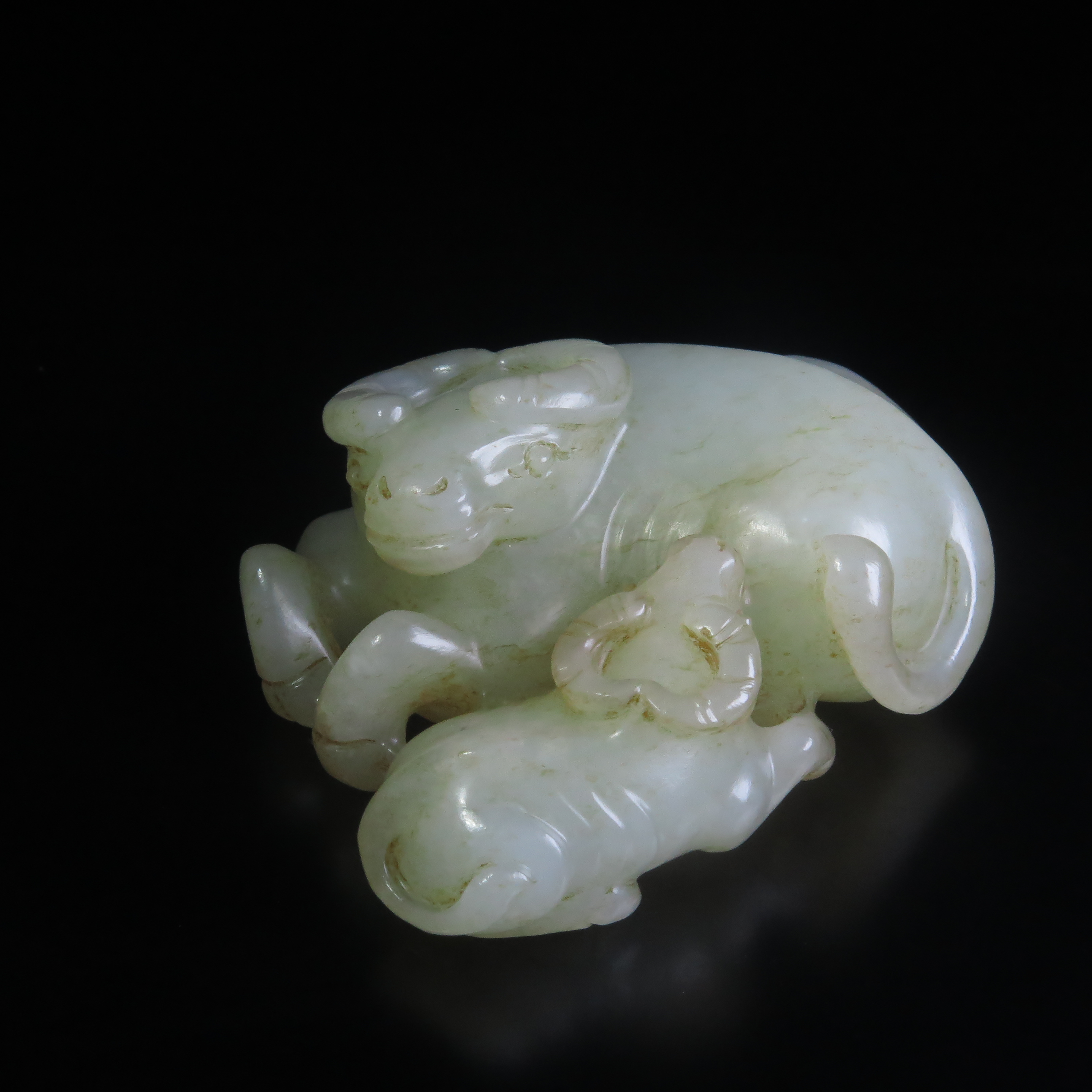 民国玉双牛文房暖手/MZ547987/和田玉/民族文物