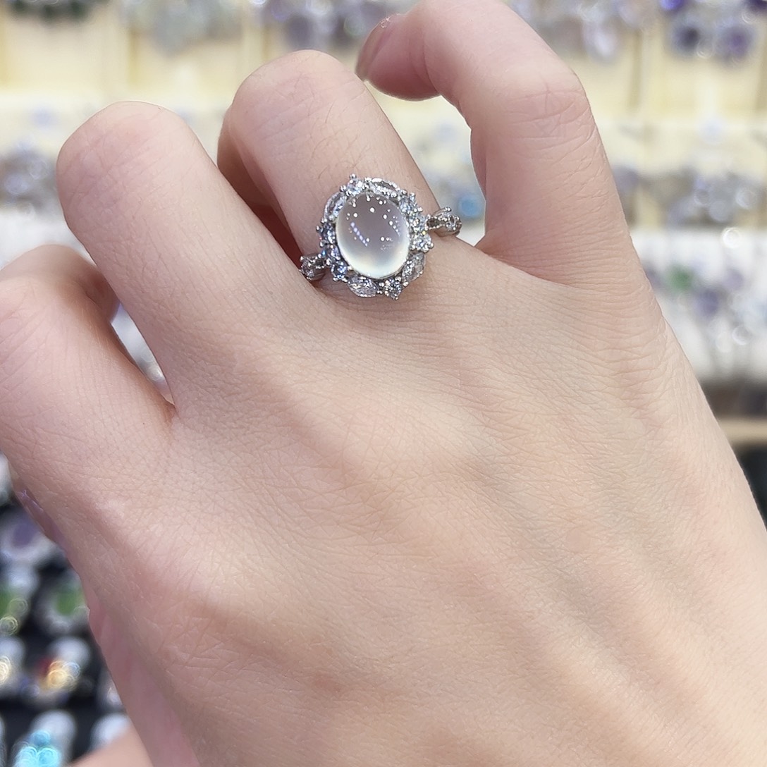 曦****蛇纹石玉银S925镶嵌戒指