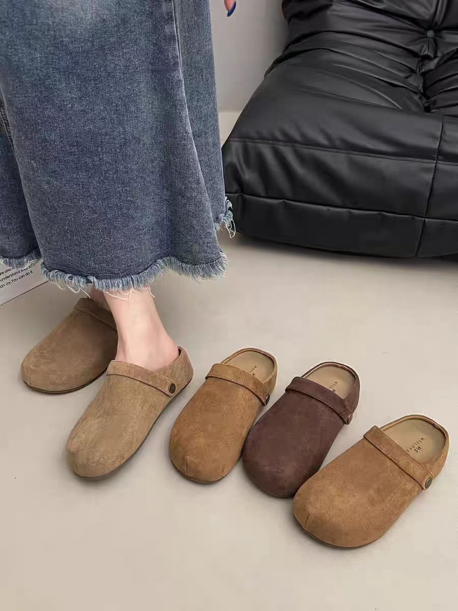 两穿超火包头半拖鞋女2025新款秋季小众增高懒人上班勃肯单鞋X