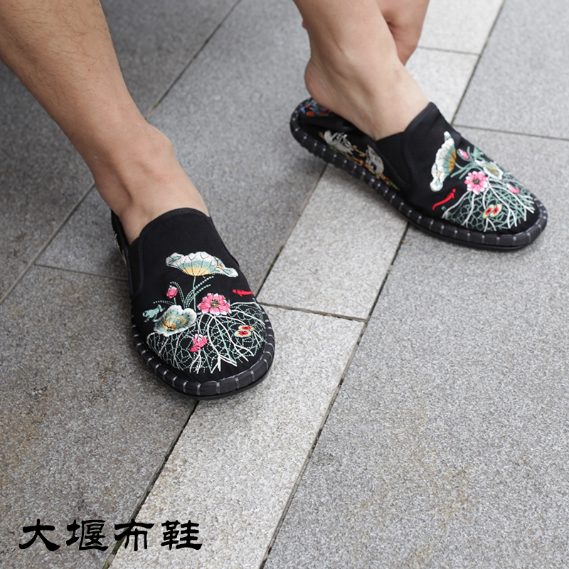 夏季新款刺绣老北京布鞋男透气防臭刺绣中国风社会鞋手工布鞋休闲