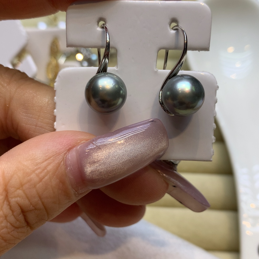 银S925镶嵌耳饰海水珍珠