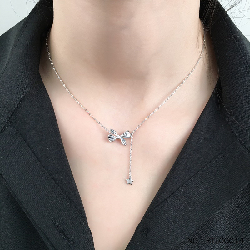 铂金Pt950星星蝴蝶结项链套链时尚百搭