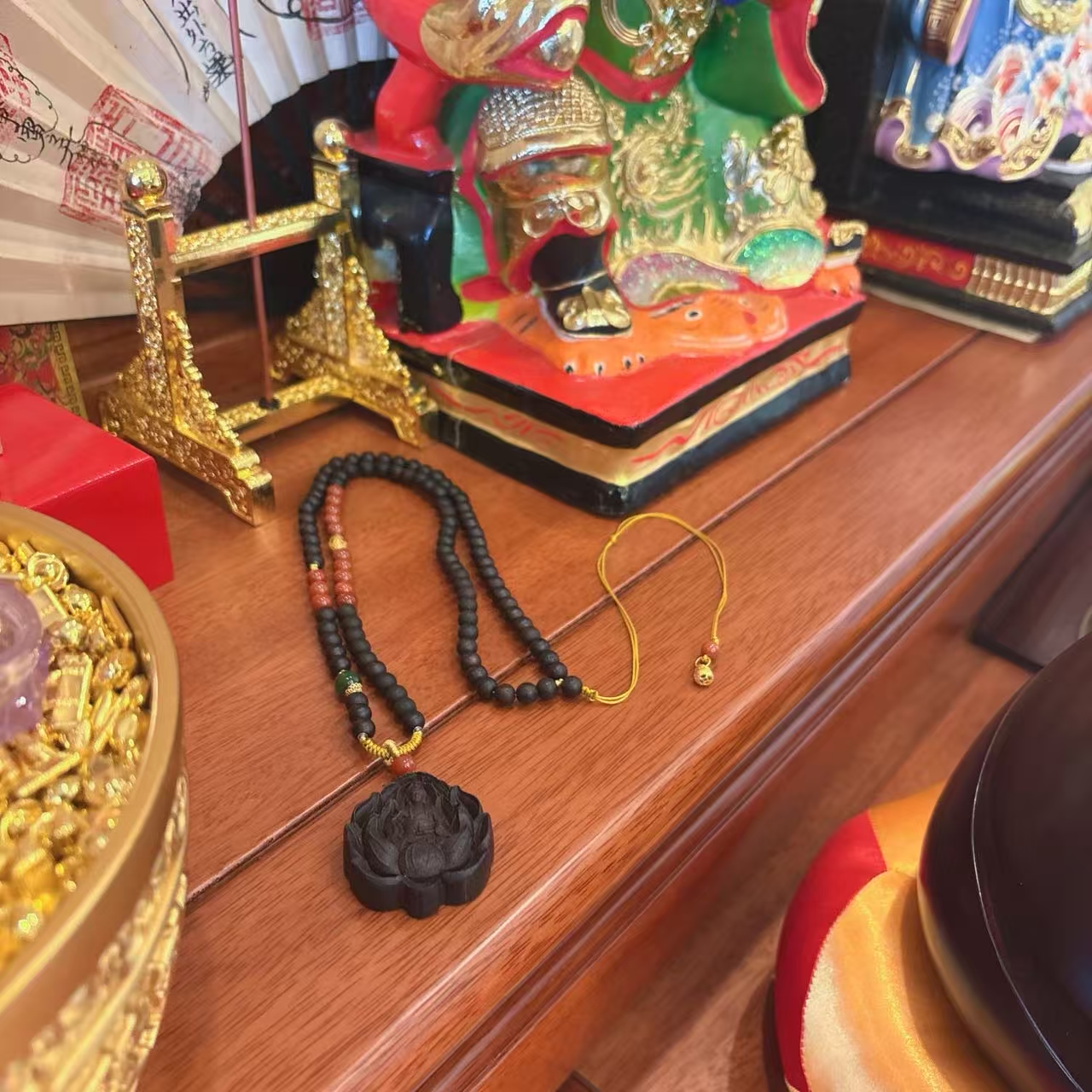 非金属木质吊坠 蓝宫调 老料莲花观吊坠 十年奉 Z0104