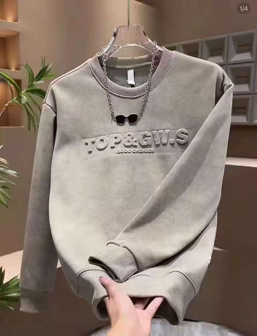 【tuo】新款钢印字母男女同款卫衣时尚百搭宽松运动休闲圆领