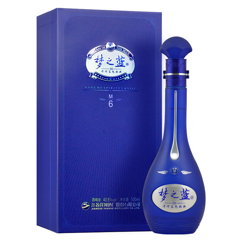 洋河梦之蓝 40.8度 M6 500ml*1瓶 浓香型白酒40.8度