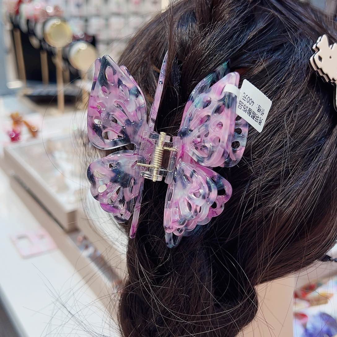 布艺非金属醋酸双层蝴蝶抓黑紫色