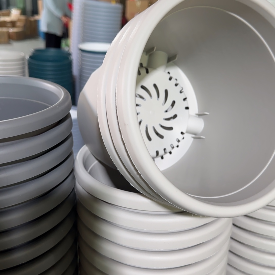 树脂四季盆3#无拖灰白微瑕10