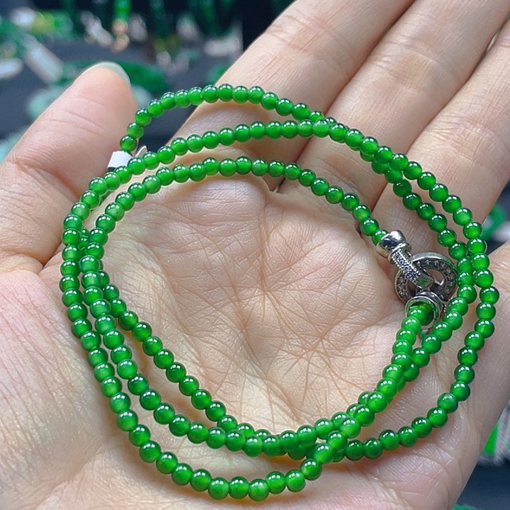 翡翠未镶嵌颈饰天然A货翡翠 阳绿3