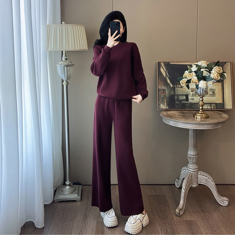 高品质欧货高级感休闲运动套装女2024秋冬洋气减龄长袖上衣阔脚裤