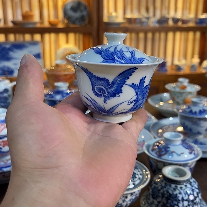 錡镇堂手工手绘绘盖碗