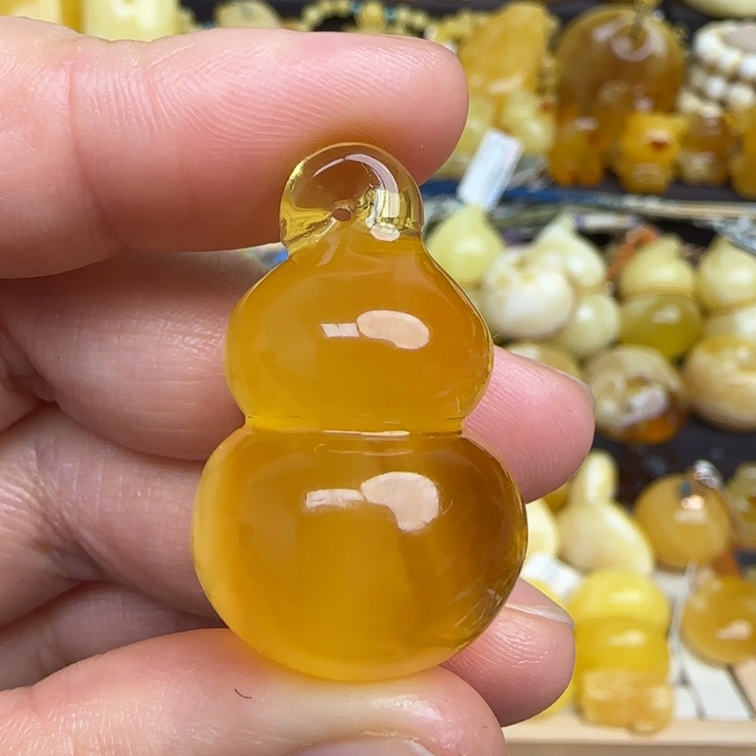 蜜蜡吊坠(不含链)未镶嵌不退换天然俄料蜜蜡葫芦吊坠