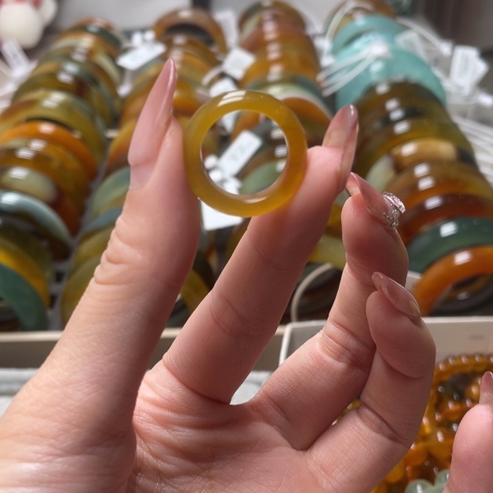 蛇纹石玉未镶嵌戒指圈16