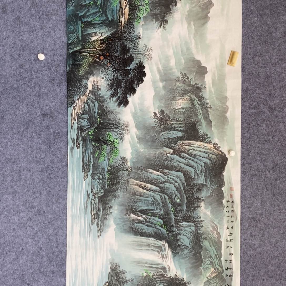 国画半**人八尺精品山水画作品