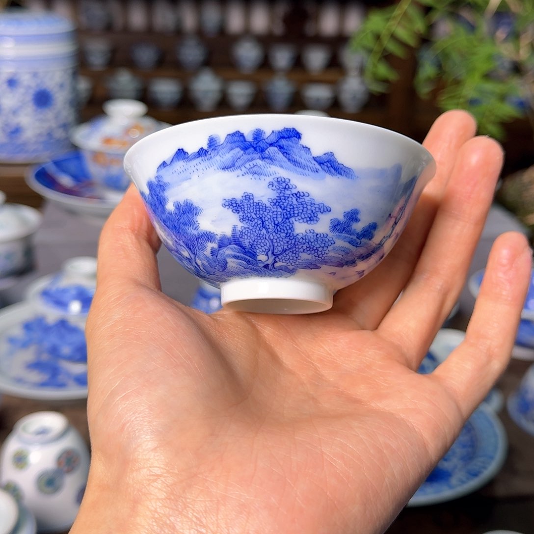 明逸堂重工满绘山水主人杯