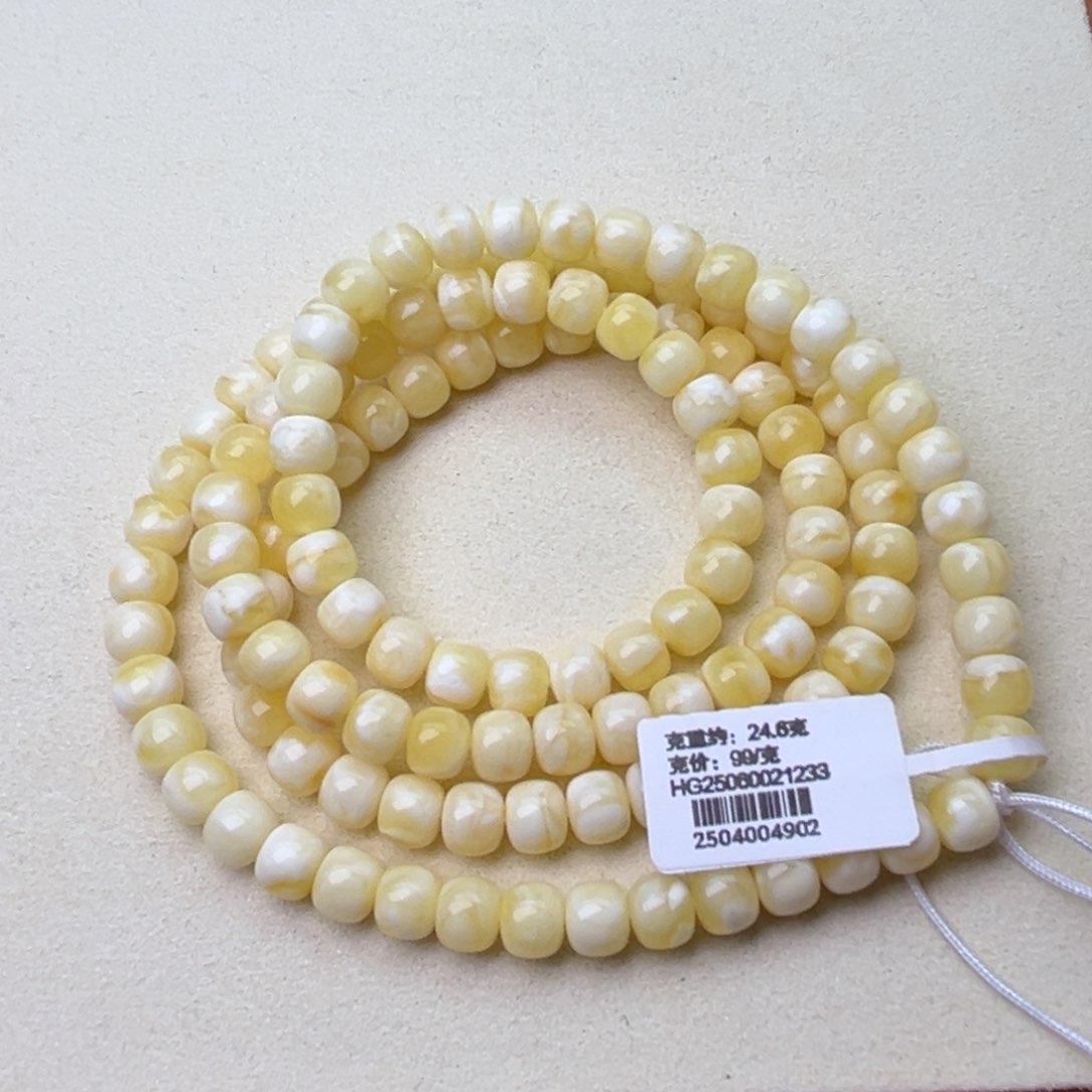 未镶嵌颈饰蜜蜡7精工老型108瓷白花蜡