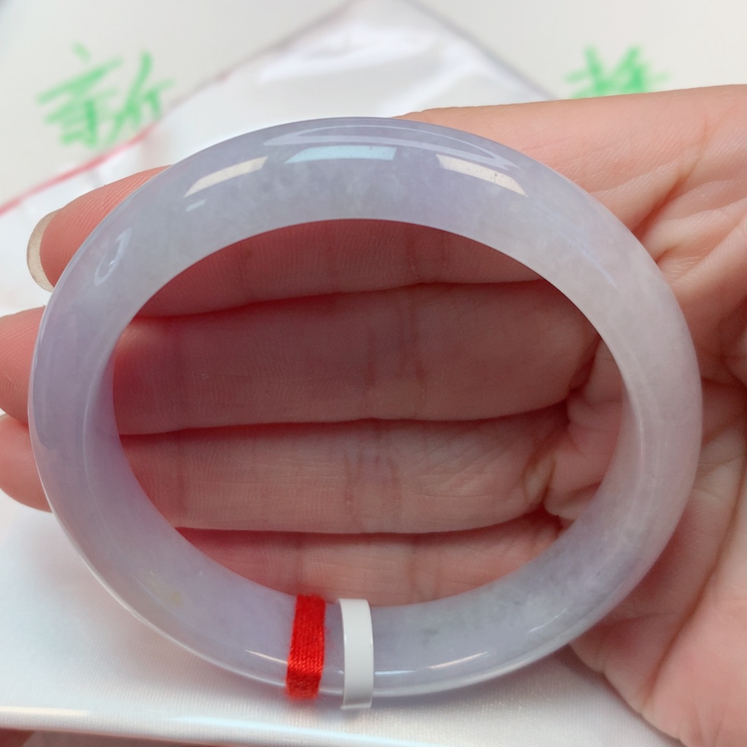 翡翠未镶嵌手镯53.7圈 粉紫底