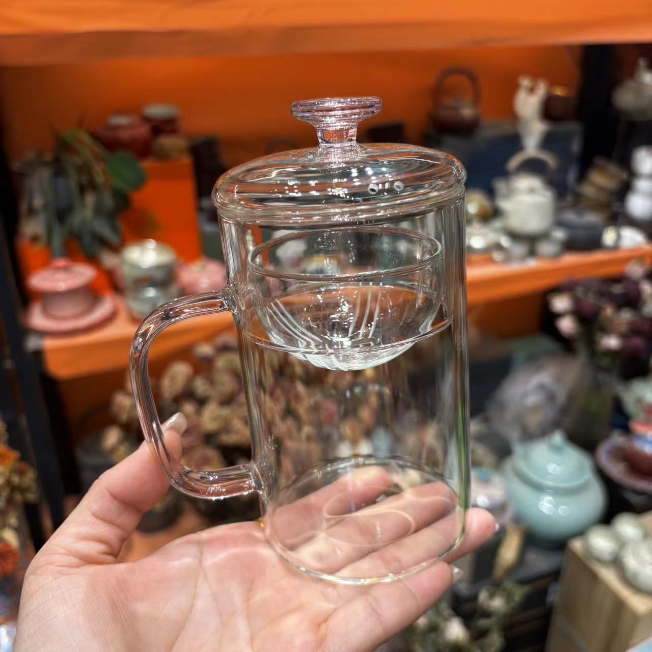 友名 玻璃清简逍遥水杯-粉玉把-6119（直播专享）