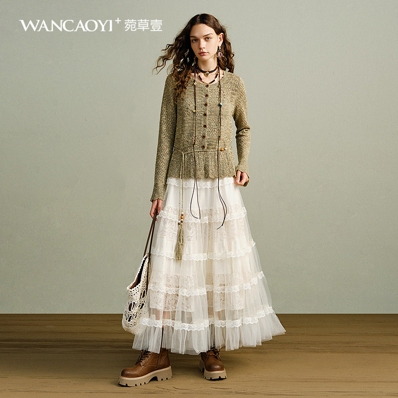 【商场同款】菀壹2026春季新款减龄混色镂空针织开衫G16720611