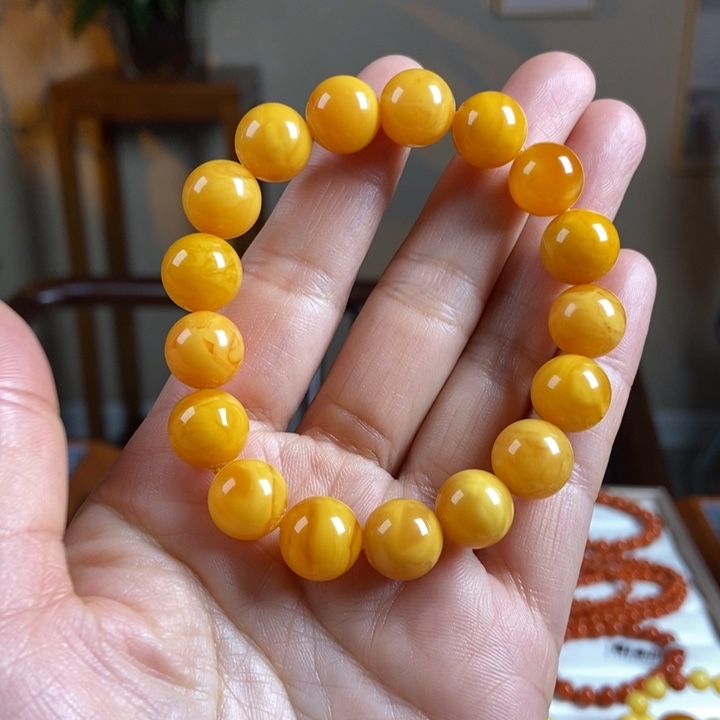 琥珀手链未镶嵌巴**刘蜜蜡手串12