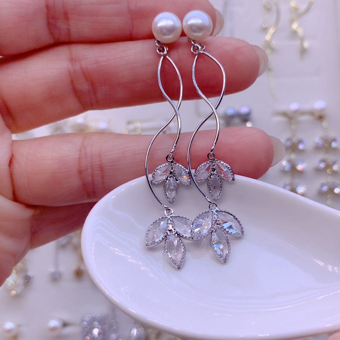 合金淡水珍珠耳饰