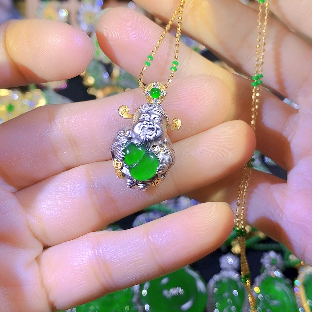 吊坠(不含链)银S925镶嵌翡翠