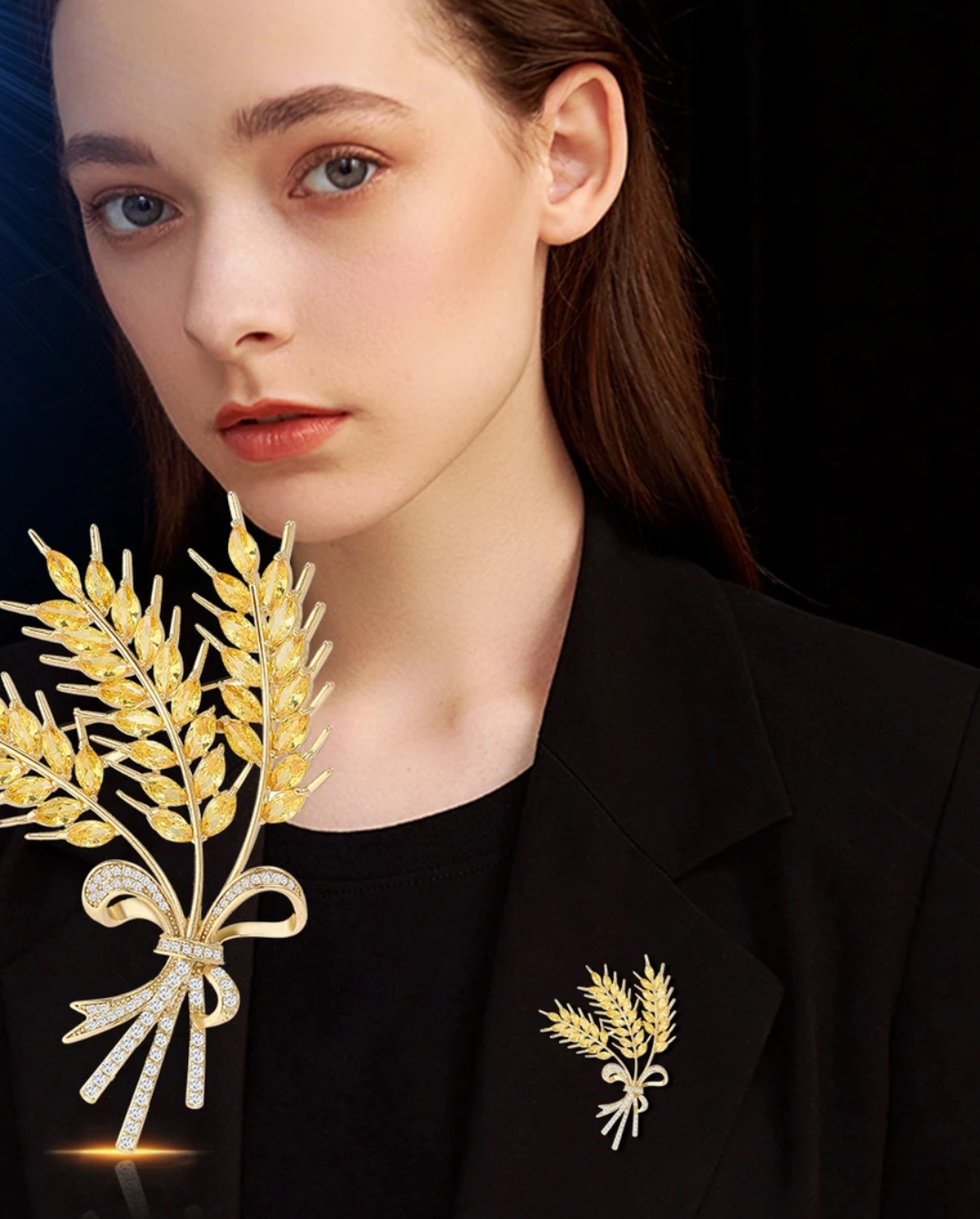 金色丰收大麦麦穗胸针时尚饰品胸花50043