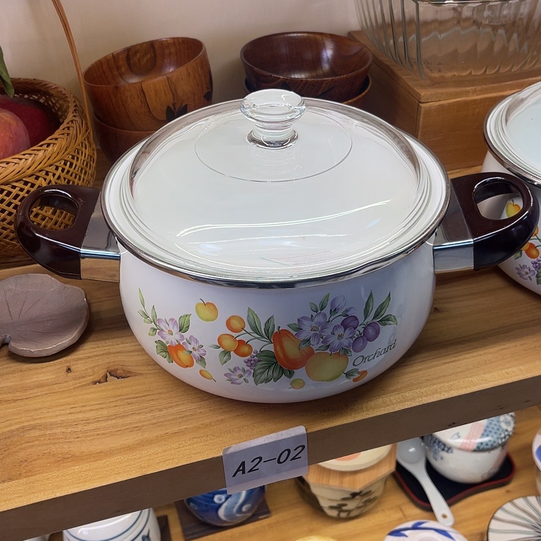 瓷片复古双把手搪瓷锅23