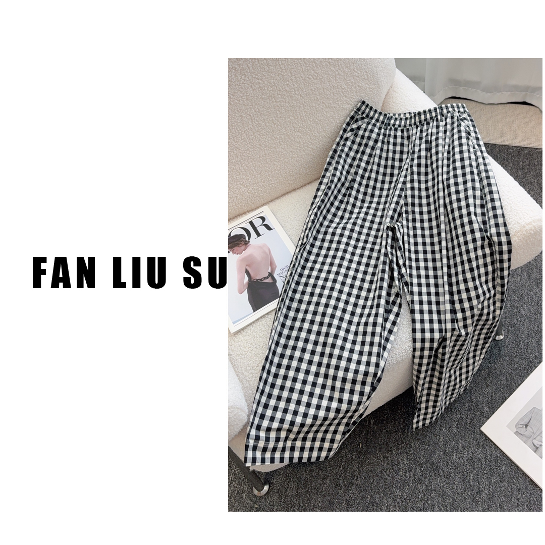 格子休闲裤垂感百搭显瘦长裤2025新款女士夏季