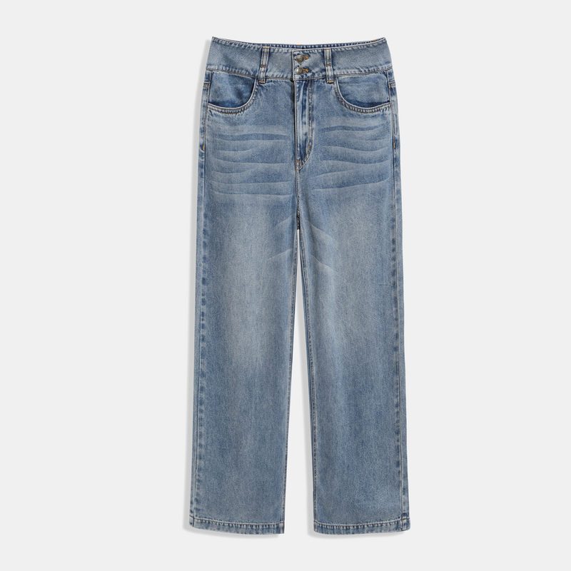 EXCEPTION天丝牛仔垂感直身长裤A125-D1G02