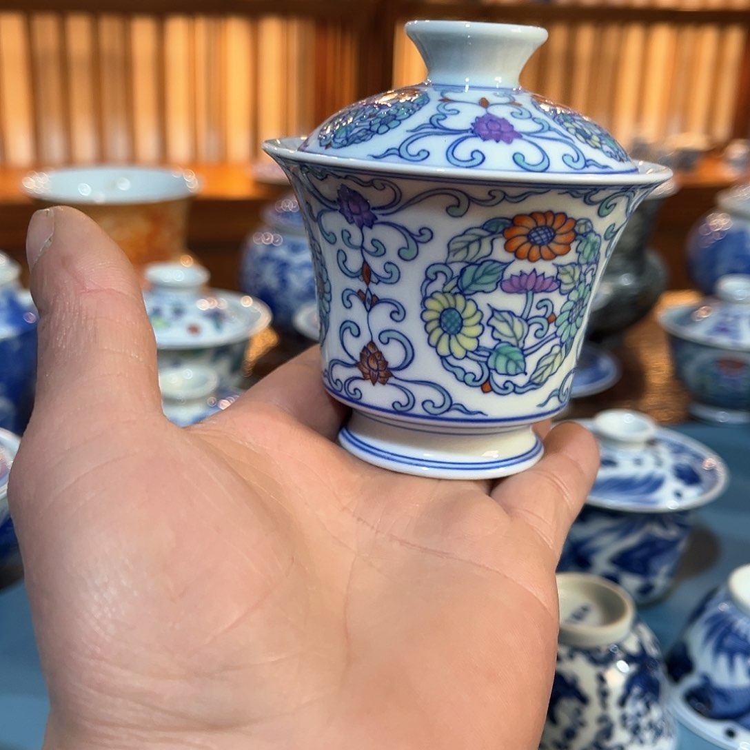 錡镇堂手工手绘盖碗