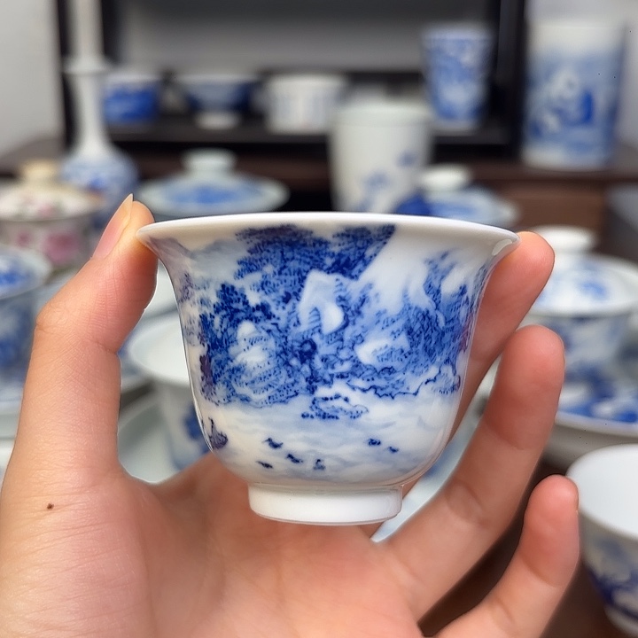 杯子手工手绘山水杯子