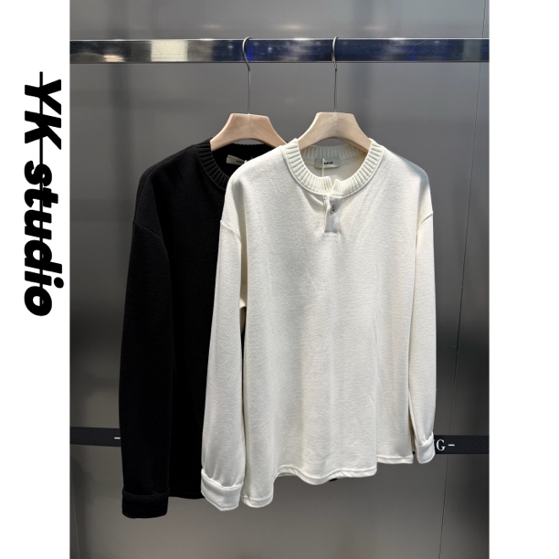 美式复古宽松休闲纯色针织毛衣31028