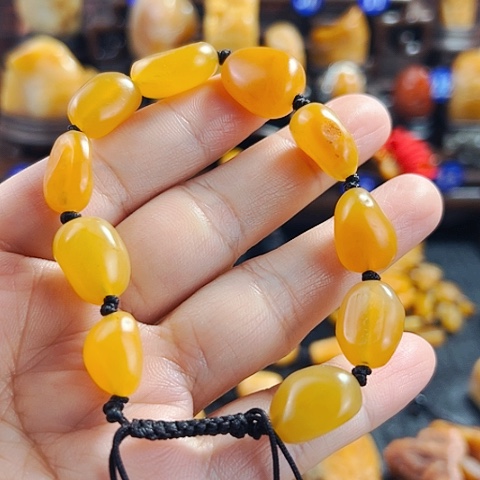 田黄石浙****情田黄石原石手串