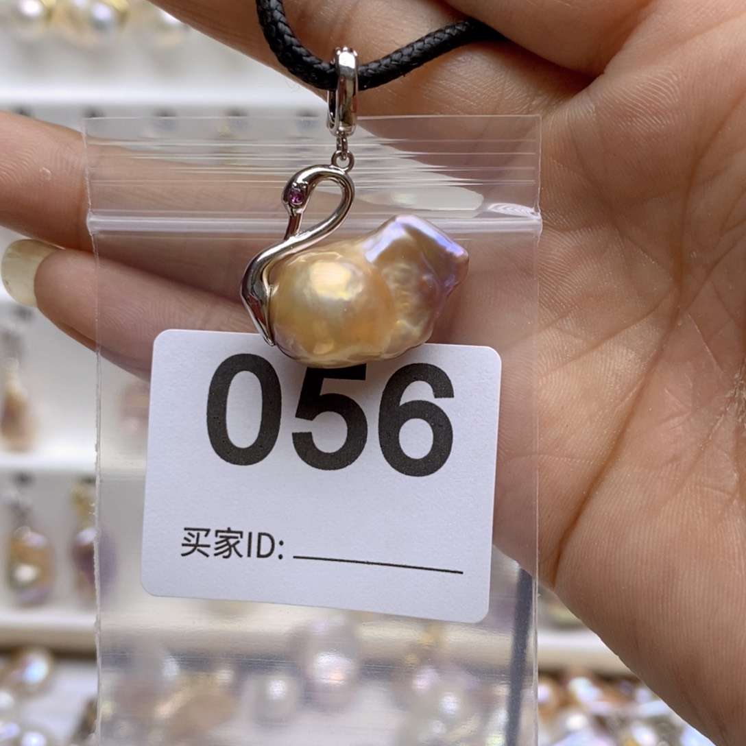 淡水珍珠颈饰银S925镶嵌56