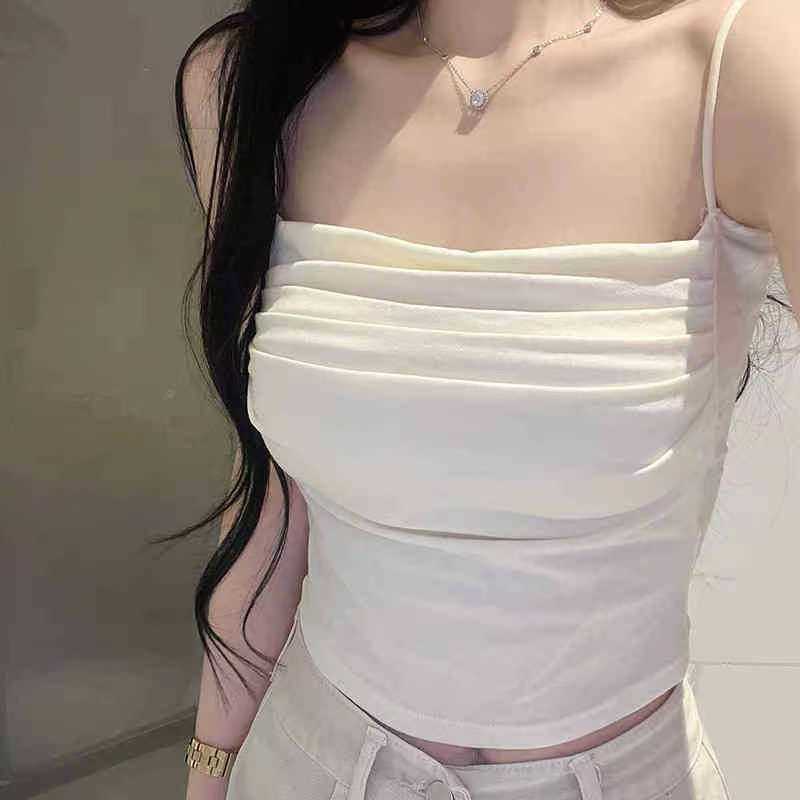 编码  甜美吊带背心外穿白带款式乳胶一体杯垫