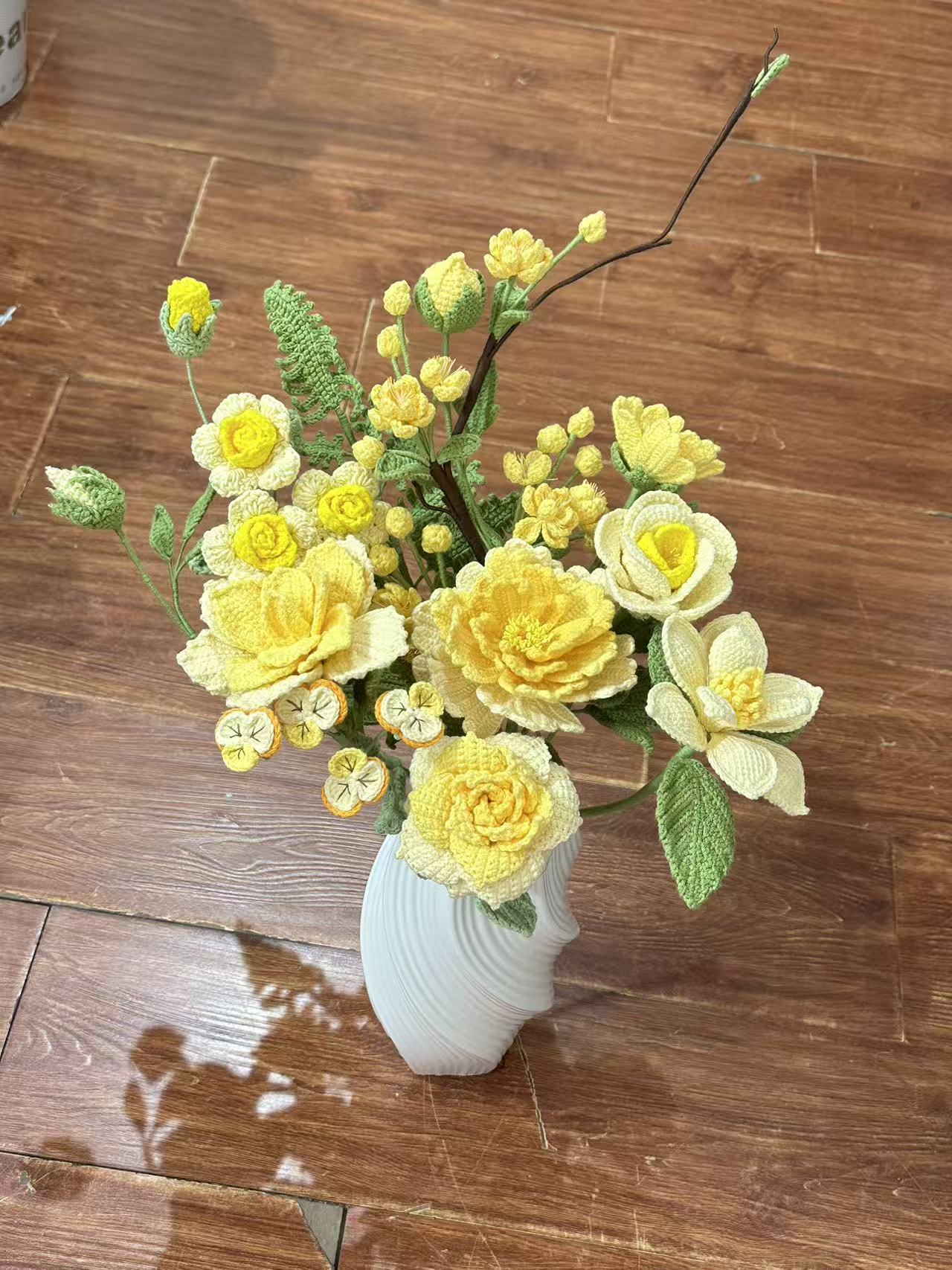 毛线花手工制作成品仿真花适合作为各类节日礼物摆件