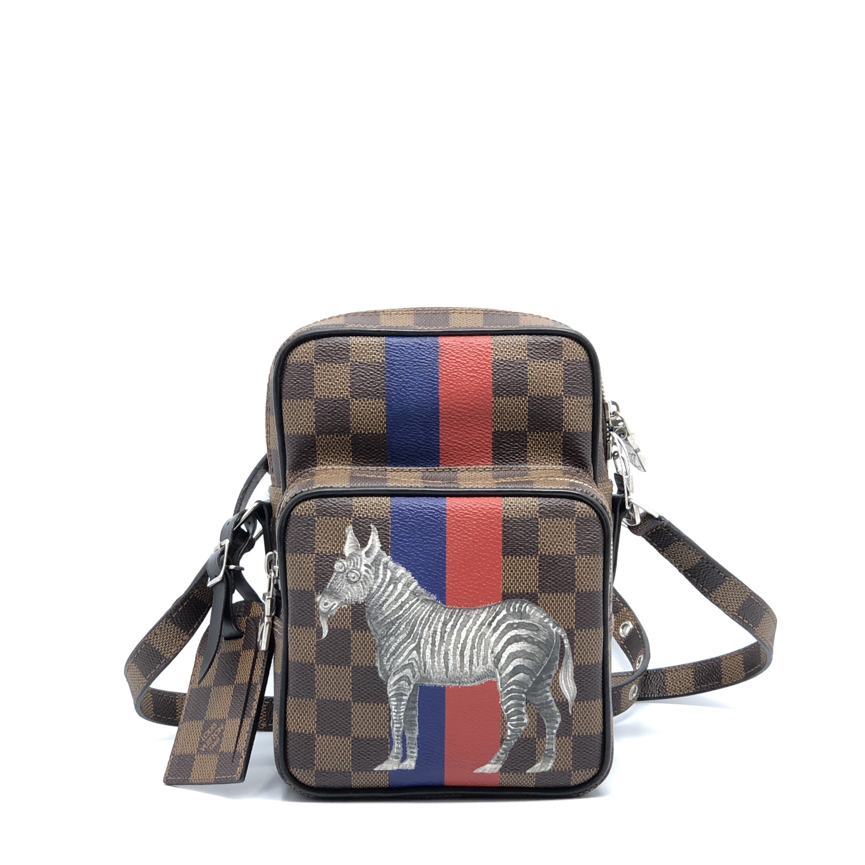 99新 LouisVuitton/路易威登 98新 棕棋盘格斑马相机包/2086号