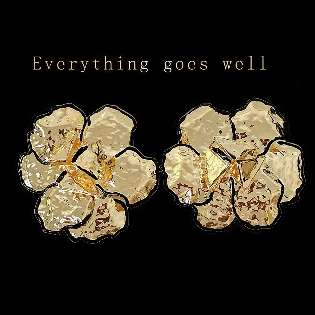 合金珐琅耳饰 微醺玫瑰 