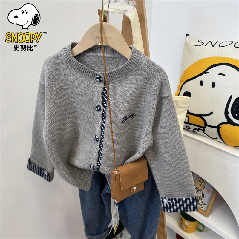 Snoopy/史努比男女童洋气秋冬装长袖宝宝儿童毛衣针织开衫外套潮
