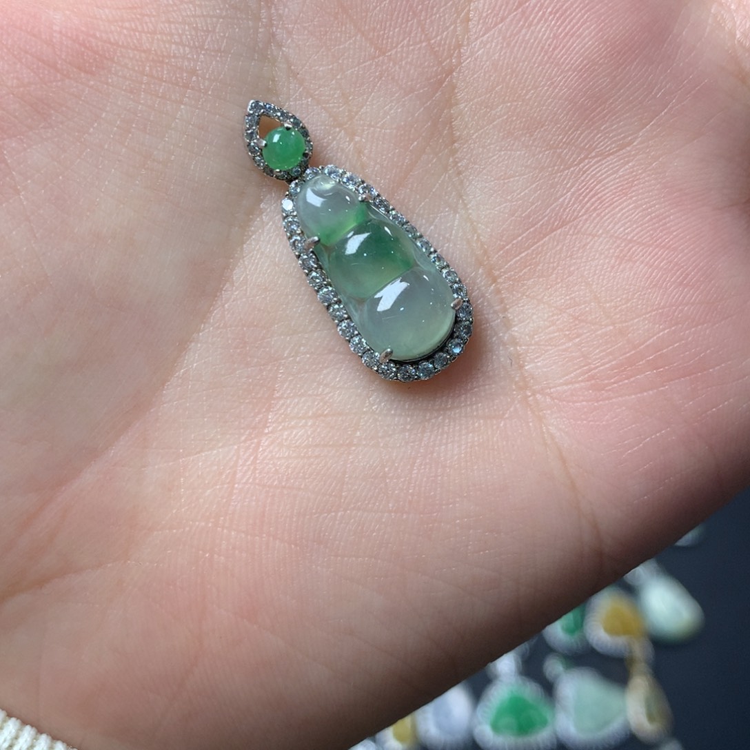 翡翠银S925镶嵌挂件